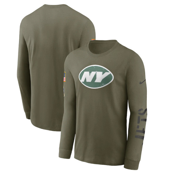 Men's New York Jets 2022 Olive Salute to Service Long Sleeve T-Shirt